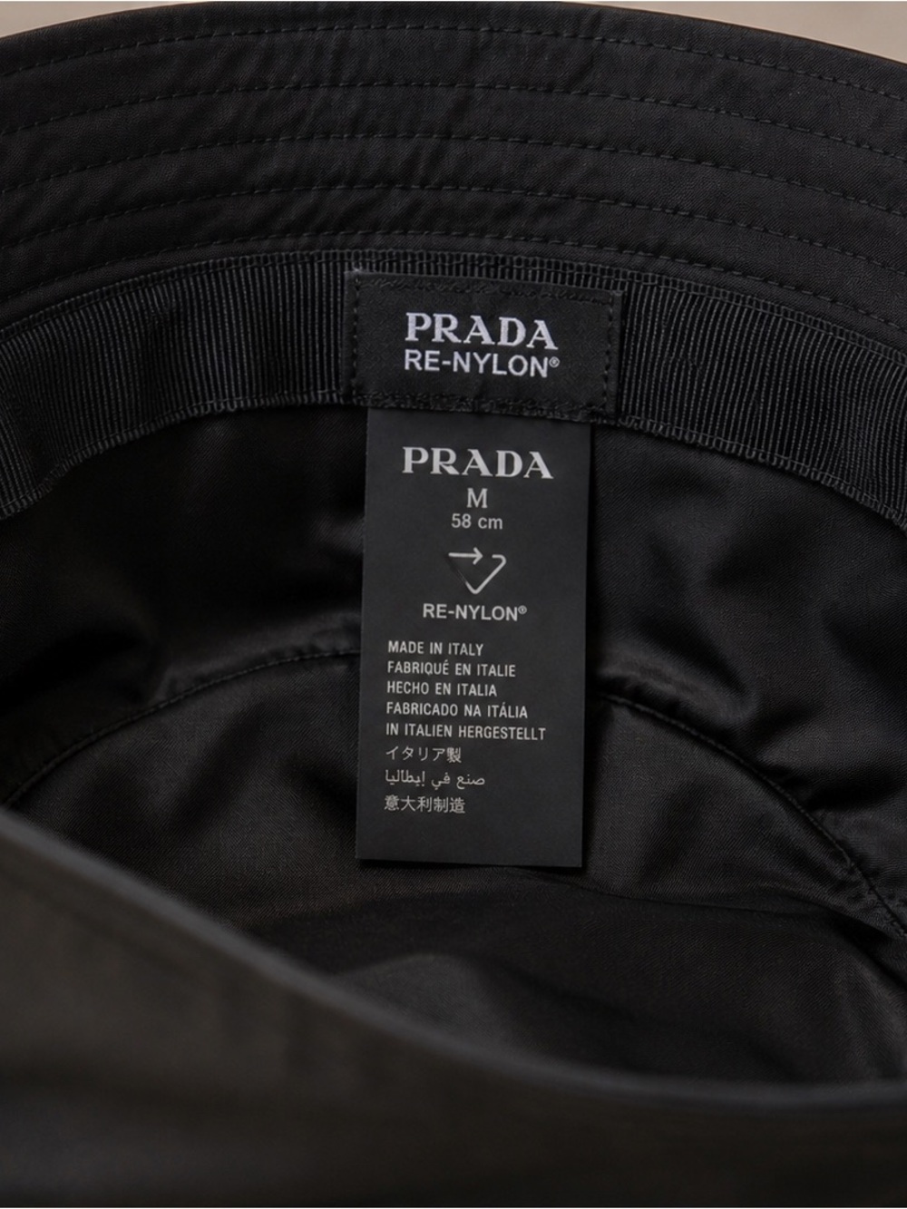 Prada Re-Nylon Bucket Hat Black Triangle Logo Size M - Picture 5 of 5